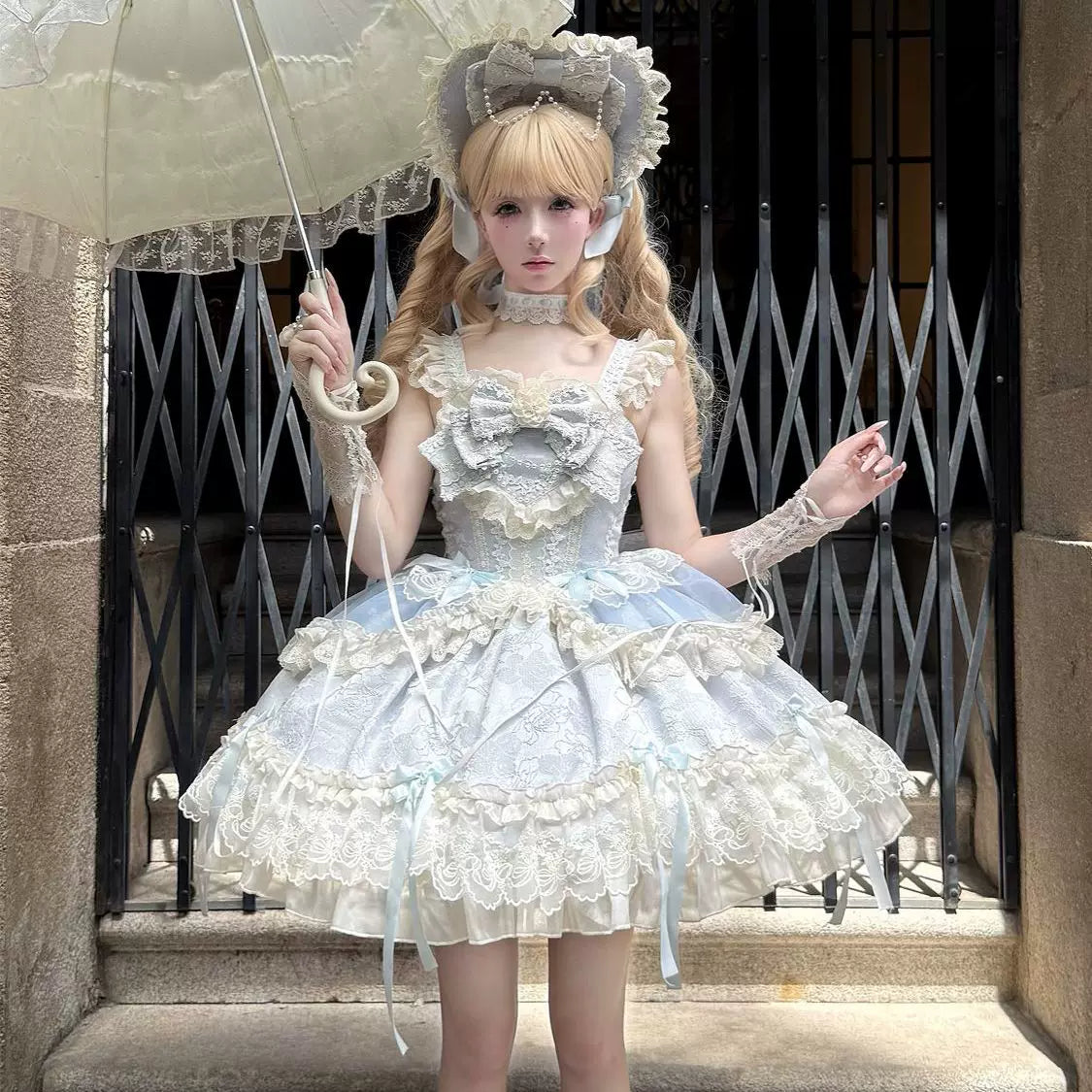 Lady Han Flower Heart Love Ballet JSK dress by Lolita Fetch, featuring a charming floral heart design in soft pastel colors.