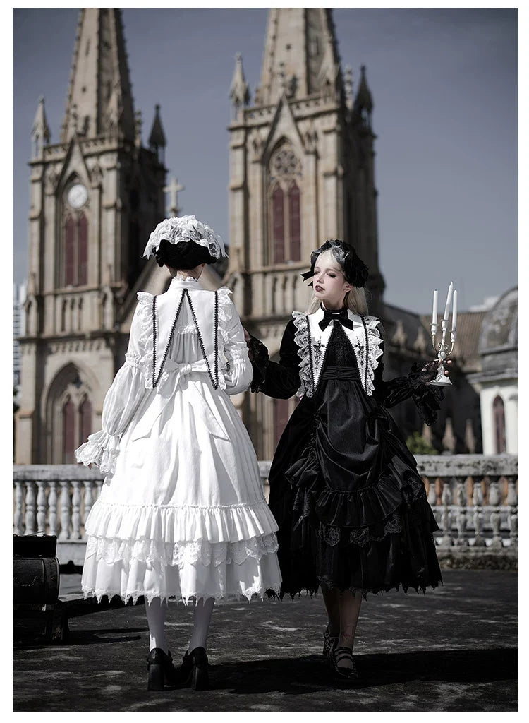 With PUJI - Dawn Bell & Dusk Song - Gothic Lolita Velvet OP Dress, Back Zipper