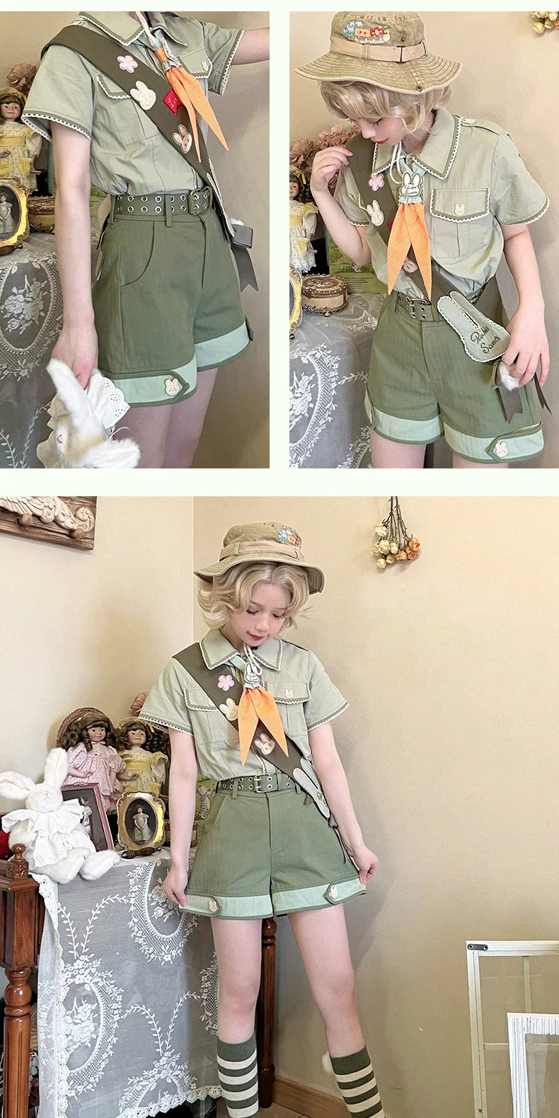Baozi Pig - Rabbit Spring Outing - Shirt, Skirt or Pants Separates with Rabbit Details