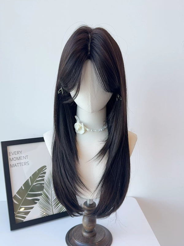 layered long straight wig with fringe options - view 1
