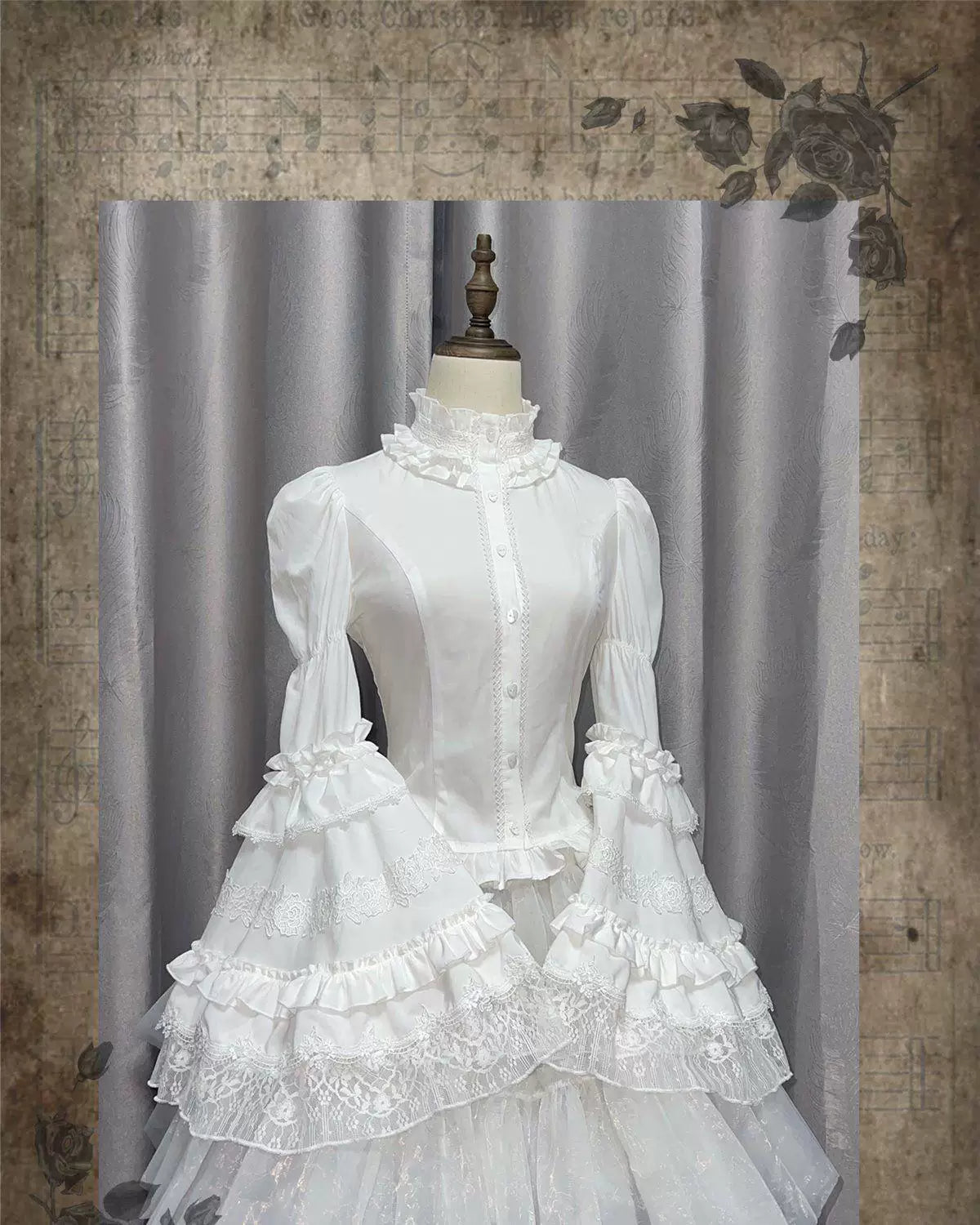 Sweetheart Dream Machine - Lily Lace - Ruffled Blouse with Puff Sleeves