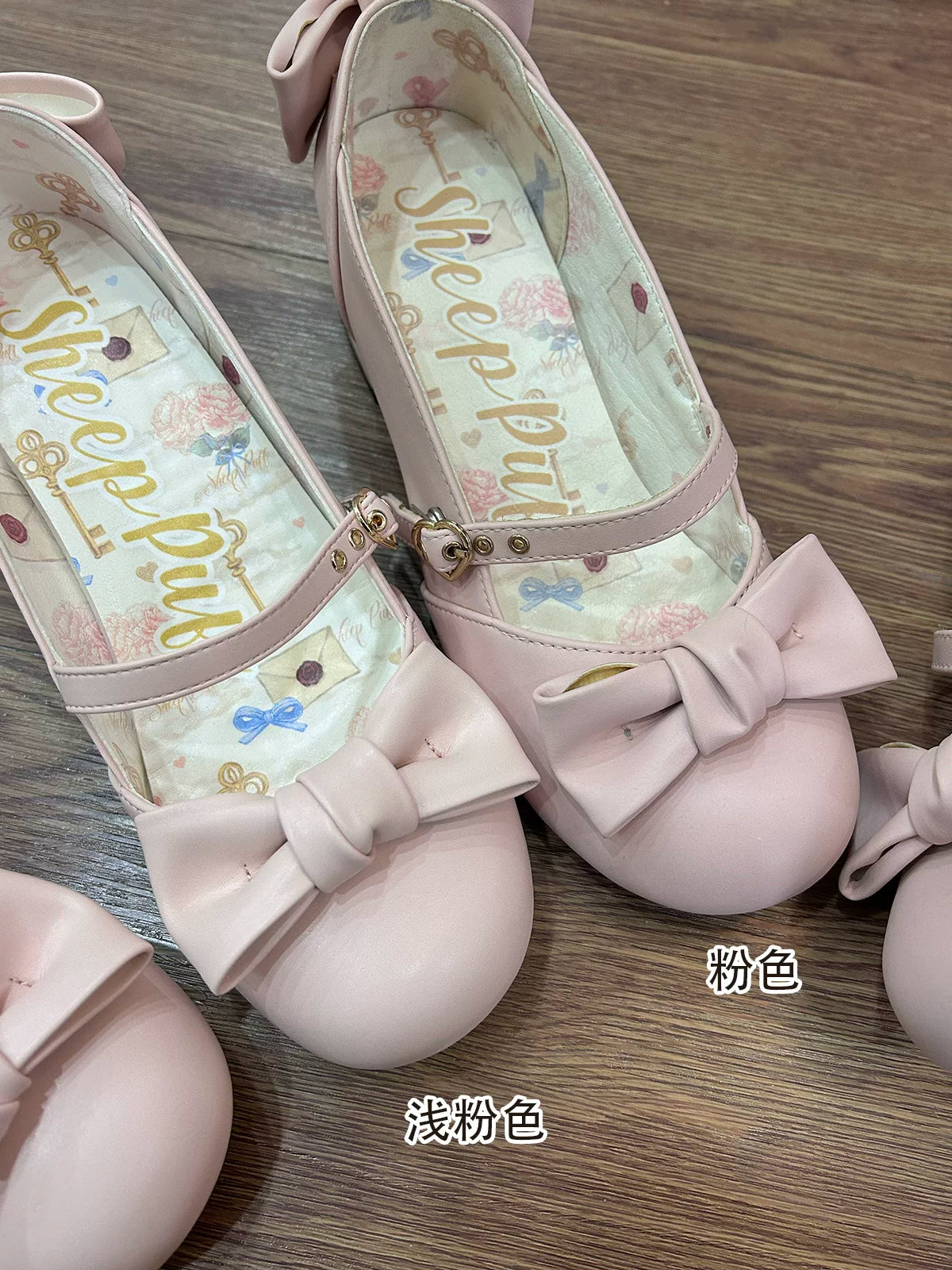 Sheep Puff So Elegant Lolita Heels with bow accents, black and white shoes perfect for stylish, cute Lolita fashion footwear.
