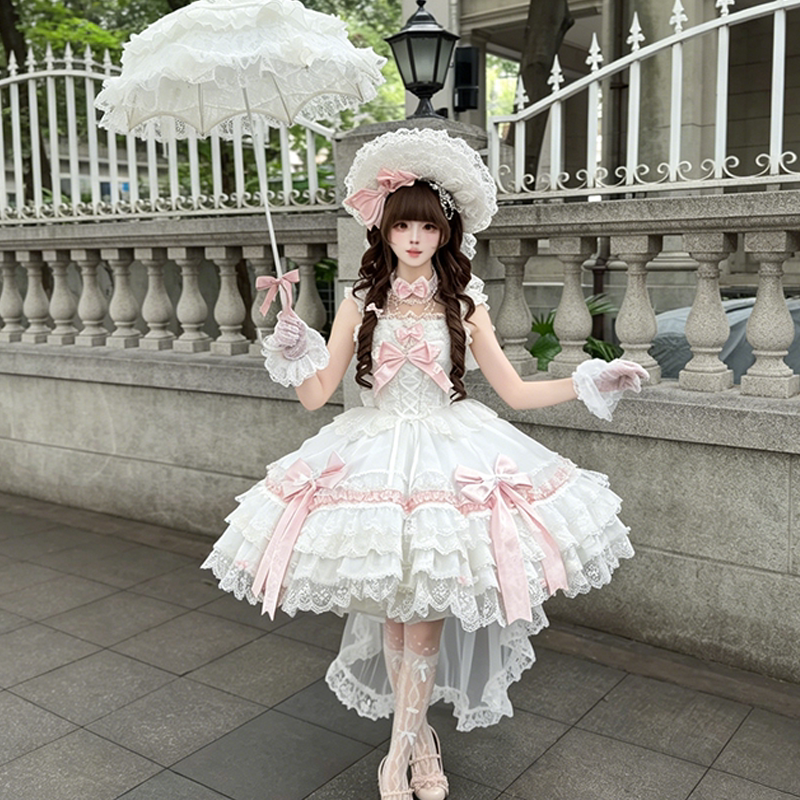 YoYo - Rose Dream - Sweet lolita JSK with tiered ruffled white skirt