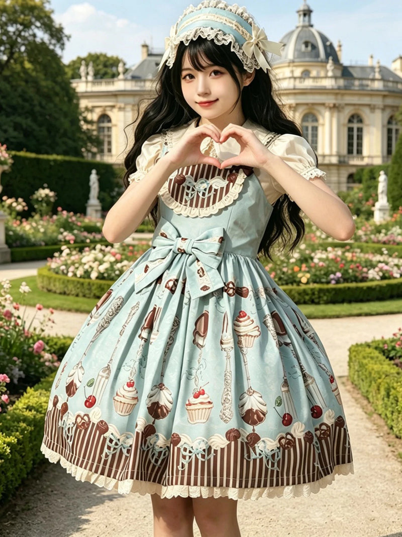 Yueele - Teal Garden - Plus-Size Lolita JSK - detail view 4