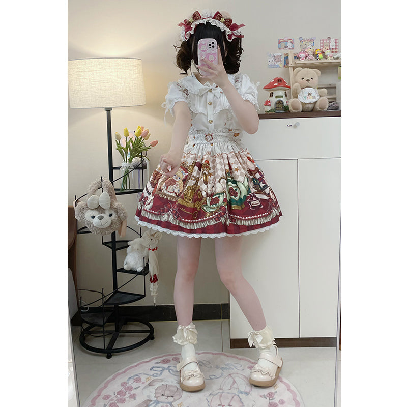 OCELOT - Crown Bear - Kawaii Lolita SK Daily Chiffon Skirt