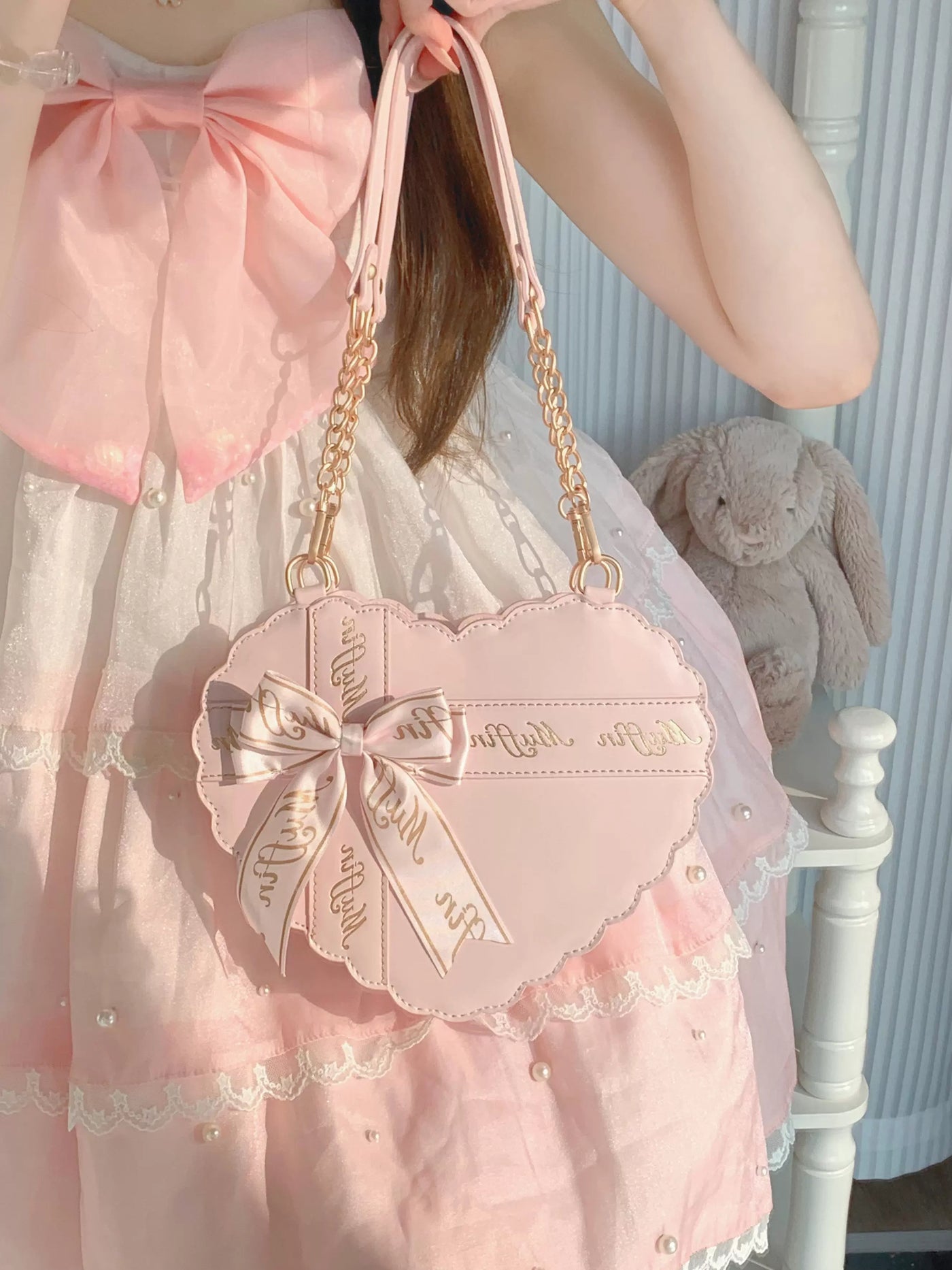 Lolita - Sweet Lolita Heart Bow Bag - Individually Selectable Lolita