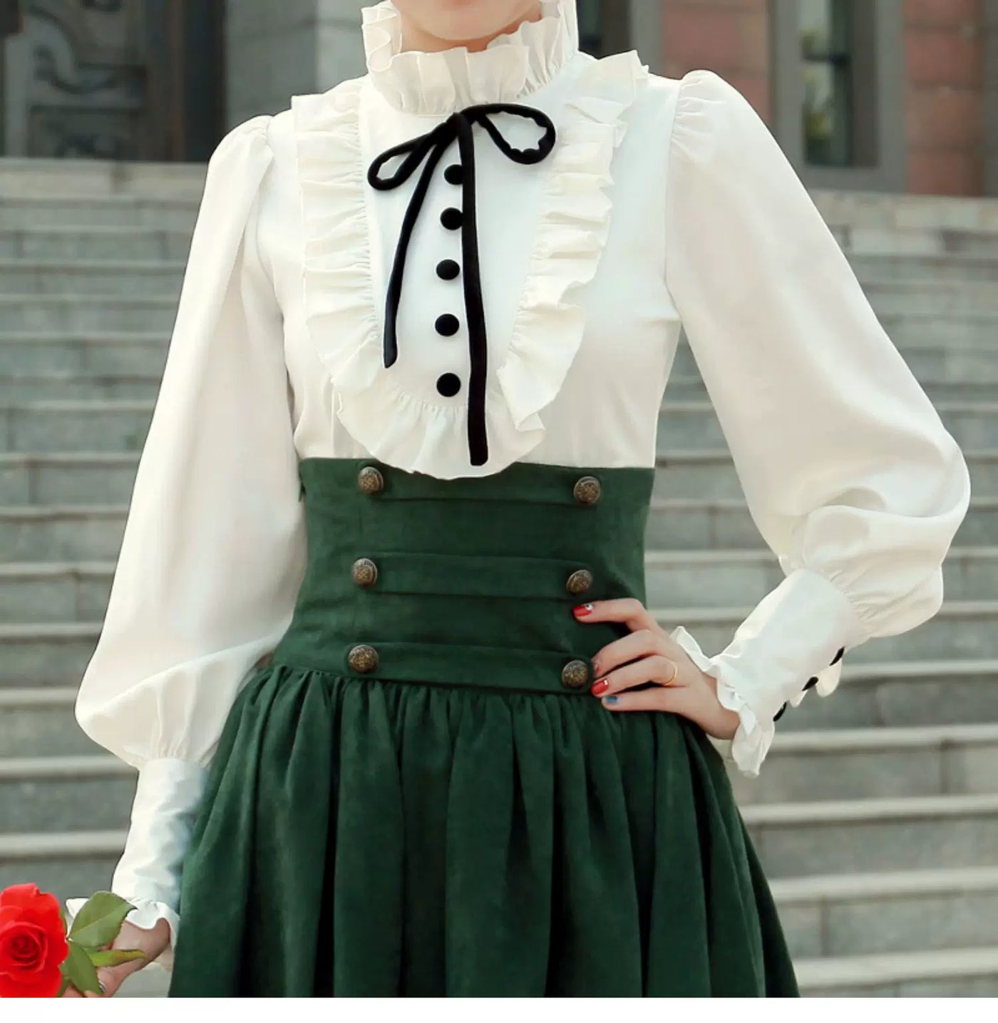 LACE GARDEN - Magic Academy - Leg-of-Mutton-Sleeve Ruffle Blouse
