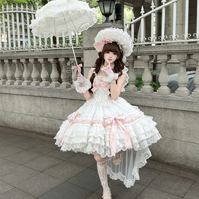 YoYo - Rose Dream - Sweet lolita JSK with tiered ruffled white skirt