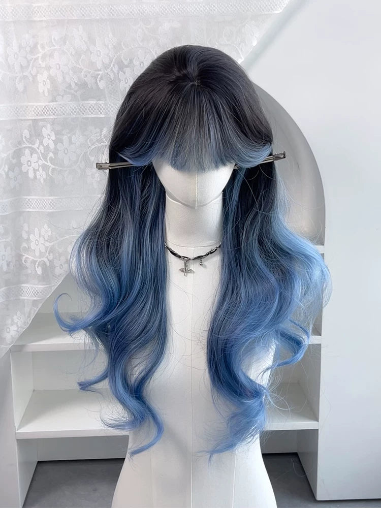 Kunkun Fish blue-highlighted wavy wig - view 3