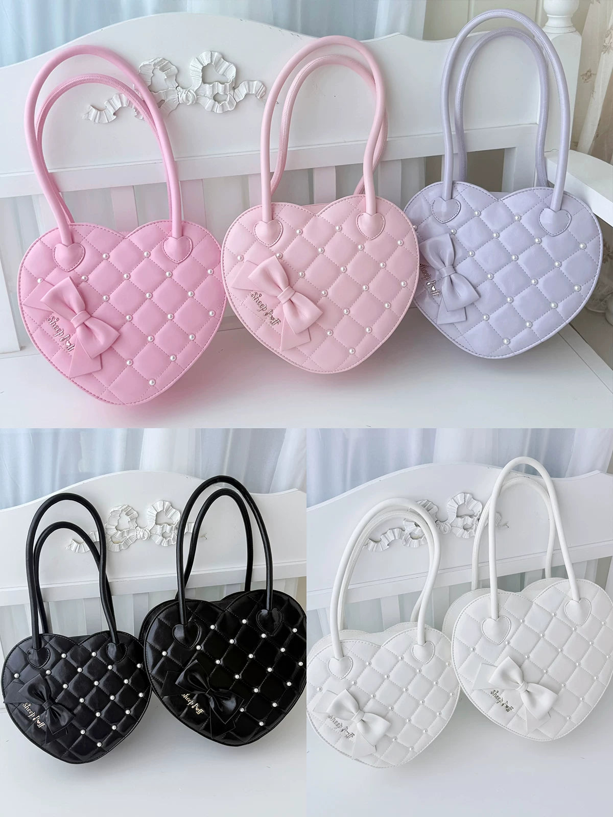 Pearl Heart Bow Handbag Lolita accessory product view