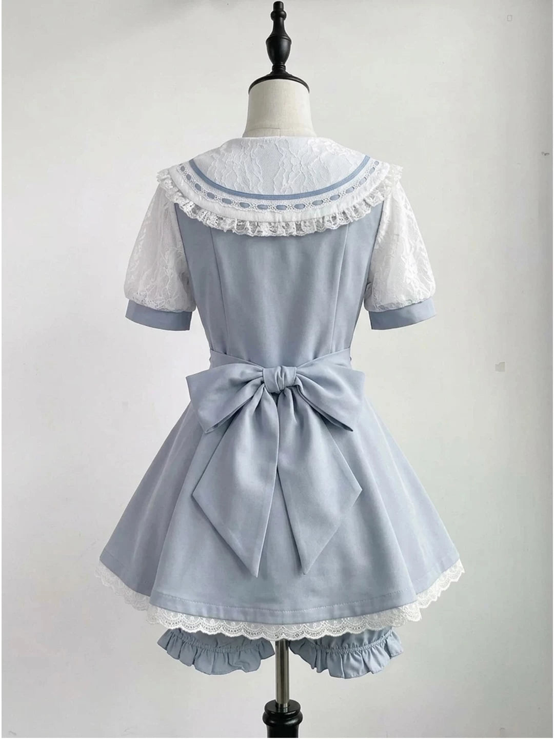 Creamy - Blue Sailor Academy - Blue Dress and Shorts Set with Lace Sailor Collar