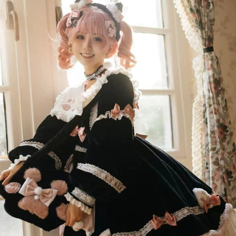 Yueele - Winter Ribbon - Plus-Size Sweet Lolita OP Dress - detail view 3
