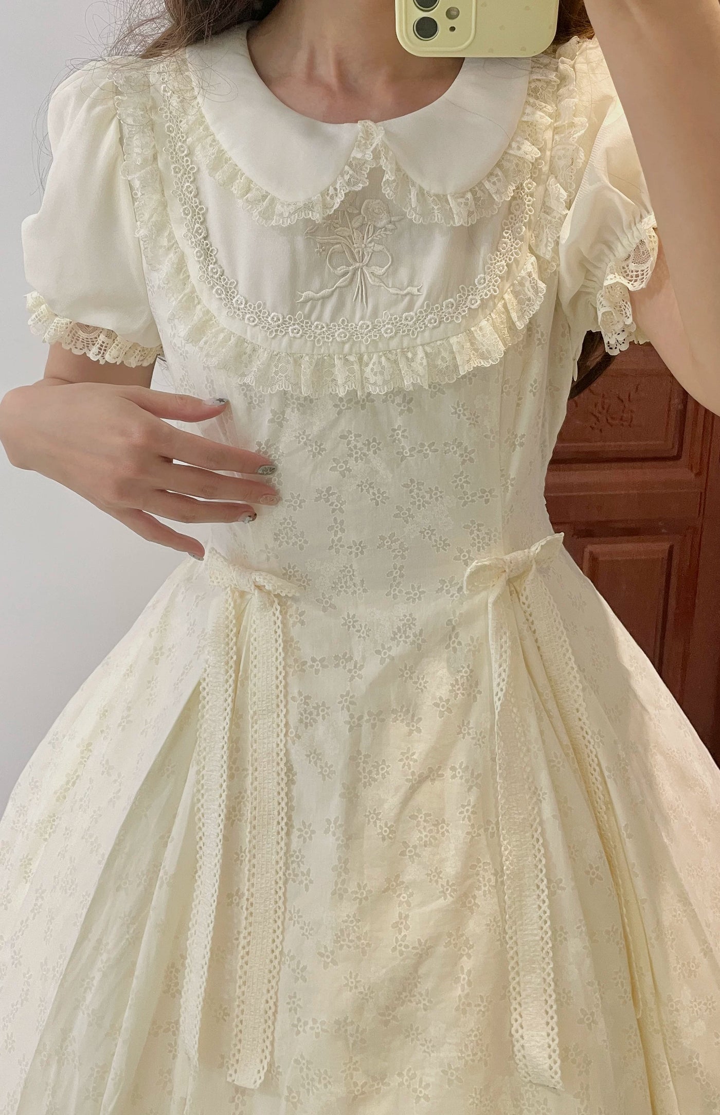 Pumpkin Planet - A Bunch of Spring Appointments - White JSK with Floral Burnout Embroidery