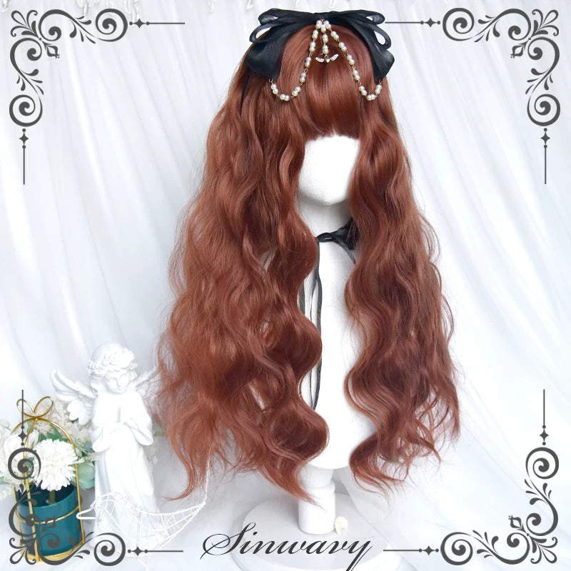 Dark orange-red brown curly Lolita wig - view 4