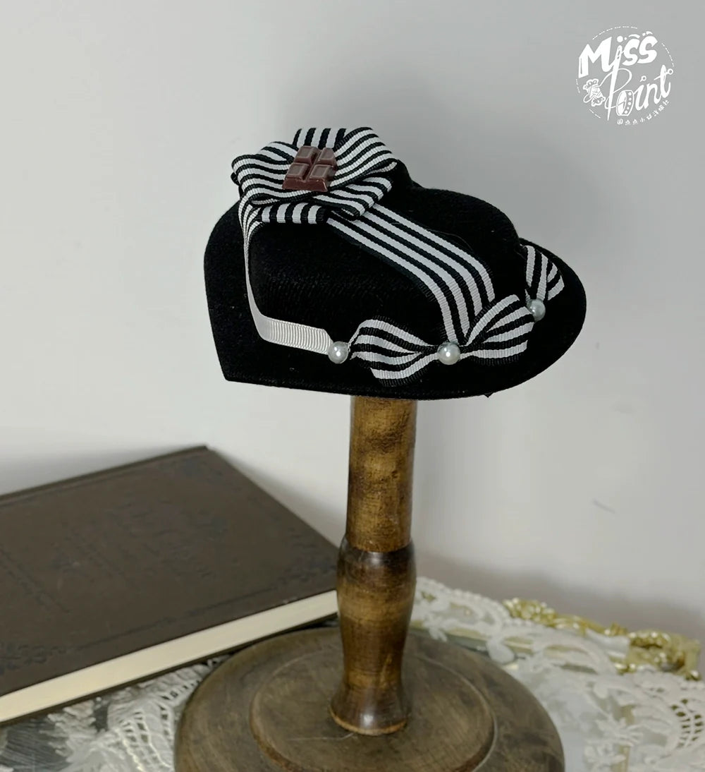 Classical Chocolate - Classic Lolita Accessory Bowler Hat BNT Beret Jabot Small Top Hat - Black