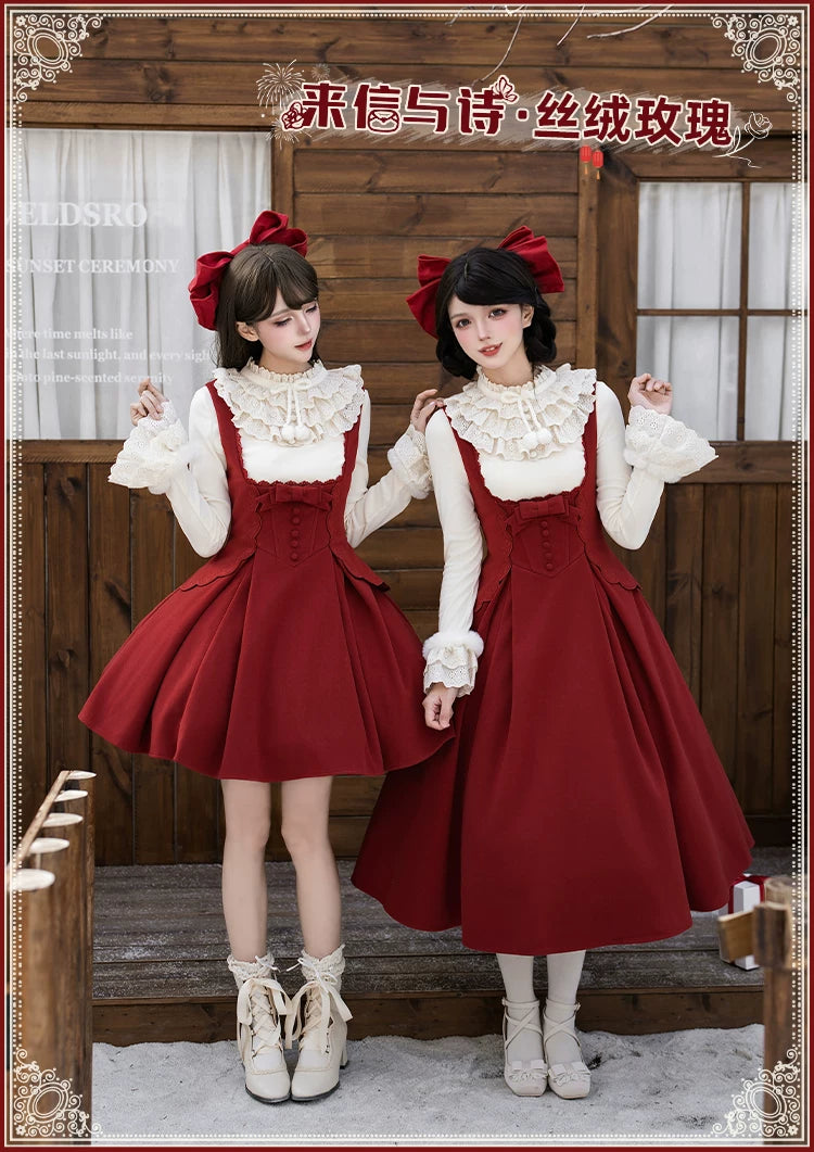 With PUJI - Velvet Rose - Lolita JSK Dress, Embroidery & Boned Bodice Detail detail view 6