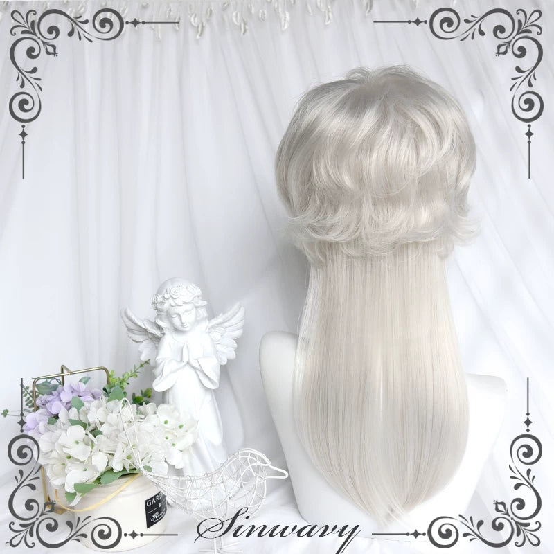 Silver-white men's trailing cosplay wig - view 3