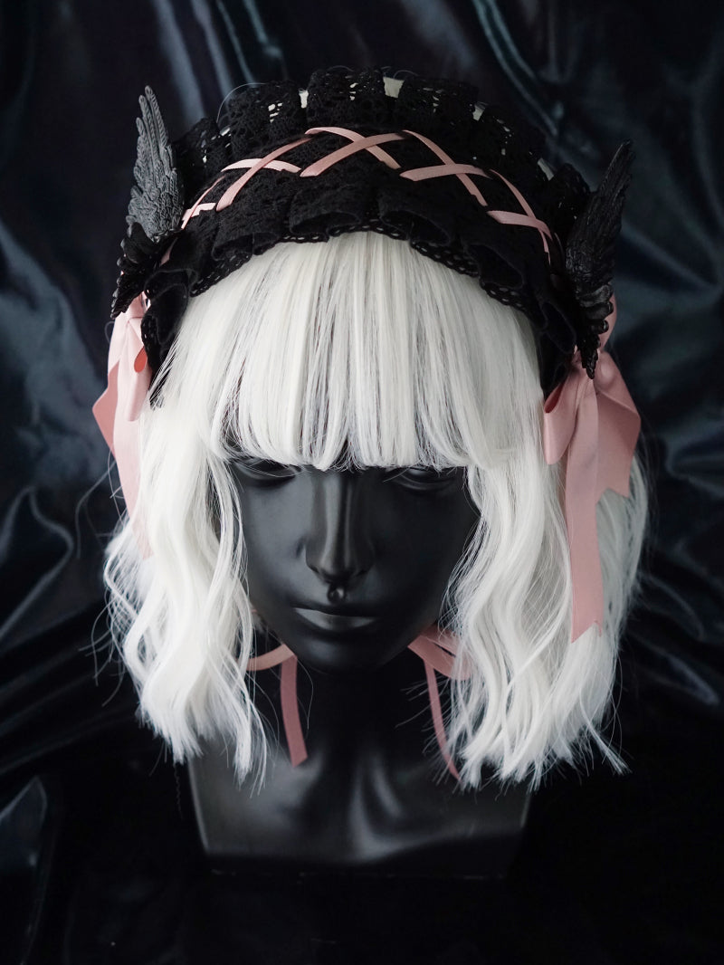 Strange Sugar - Black Wings Halloween Goth Lolita - Hairband Headwear