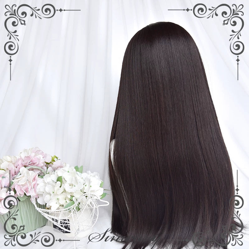 Black-brown long straight princess-cut wig - view 5