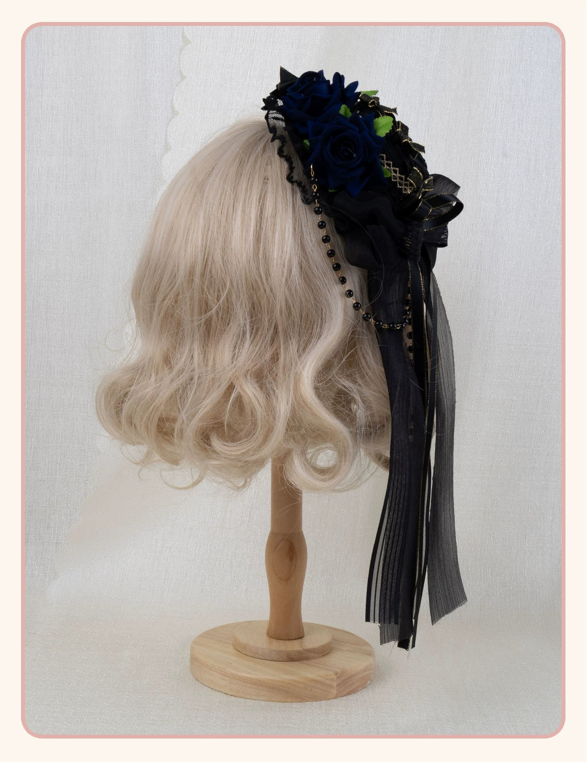 Stardust Rose - Dark Gothic - Black-and-Gold Mini Hat Hair Accessory with Layered Bows