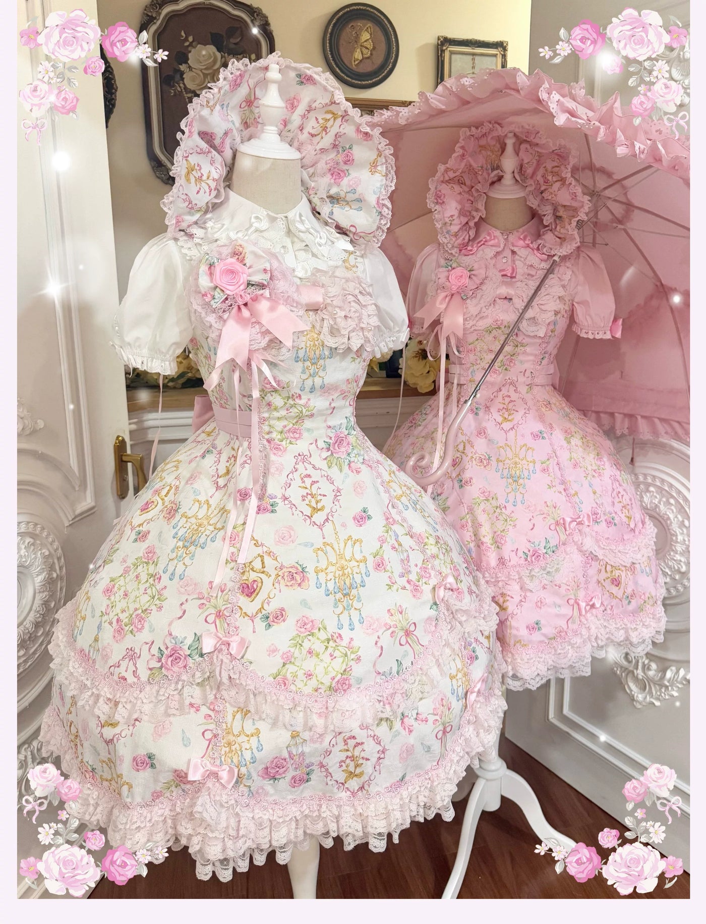Tata Long Ear - Spring 2025 Floral Wall - JSK and OP Dresses with Tiered Lace Hems