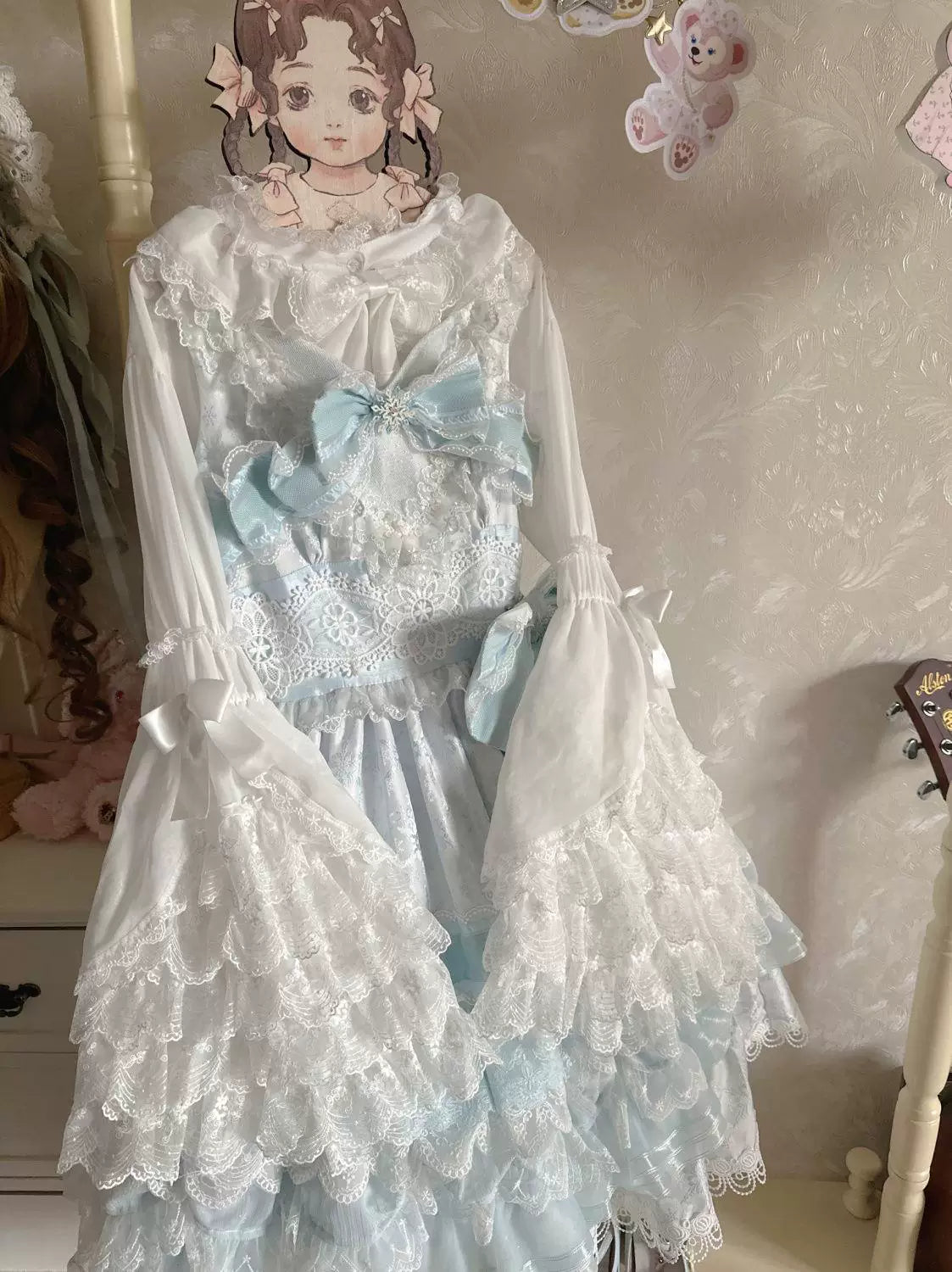 Sweetheart Dream Machine - Princess Sleeve - Chiffon Blouse with Layered Lace Ruffles