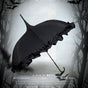 Single-tier pagoda ruffle parasol - curved handle