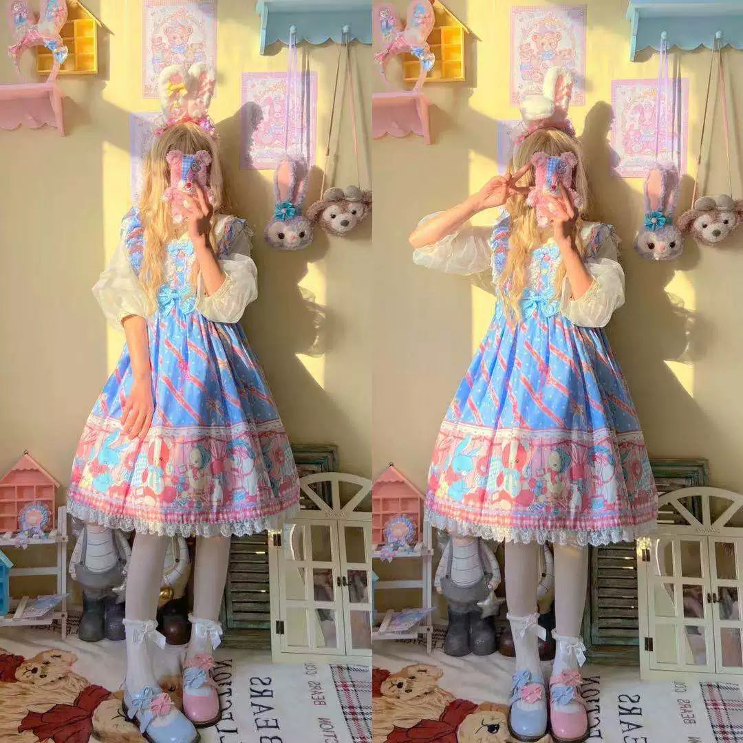 Bear doll - Little Bear Nursery - Rabbit-Ear Headband with Gingham Bows
