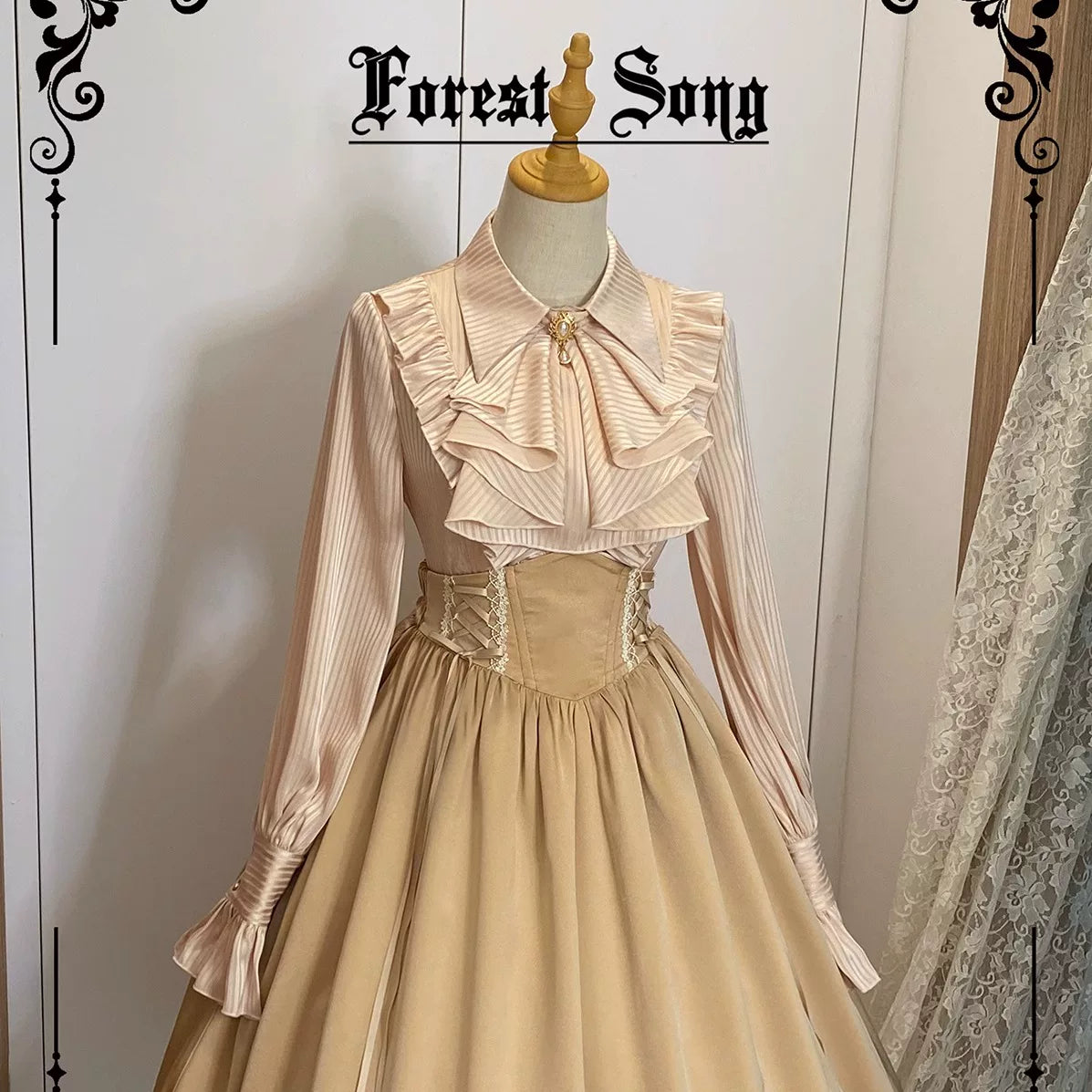 【Forest Song】阿斯特里斯衬衫 现货尖领条纹领结口水巾lolita