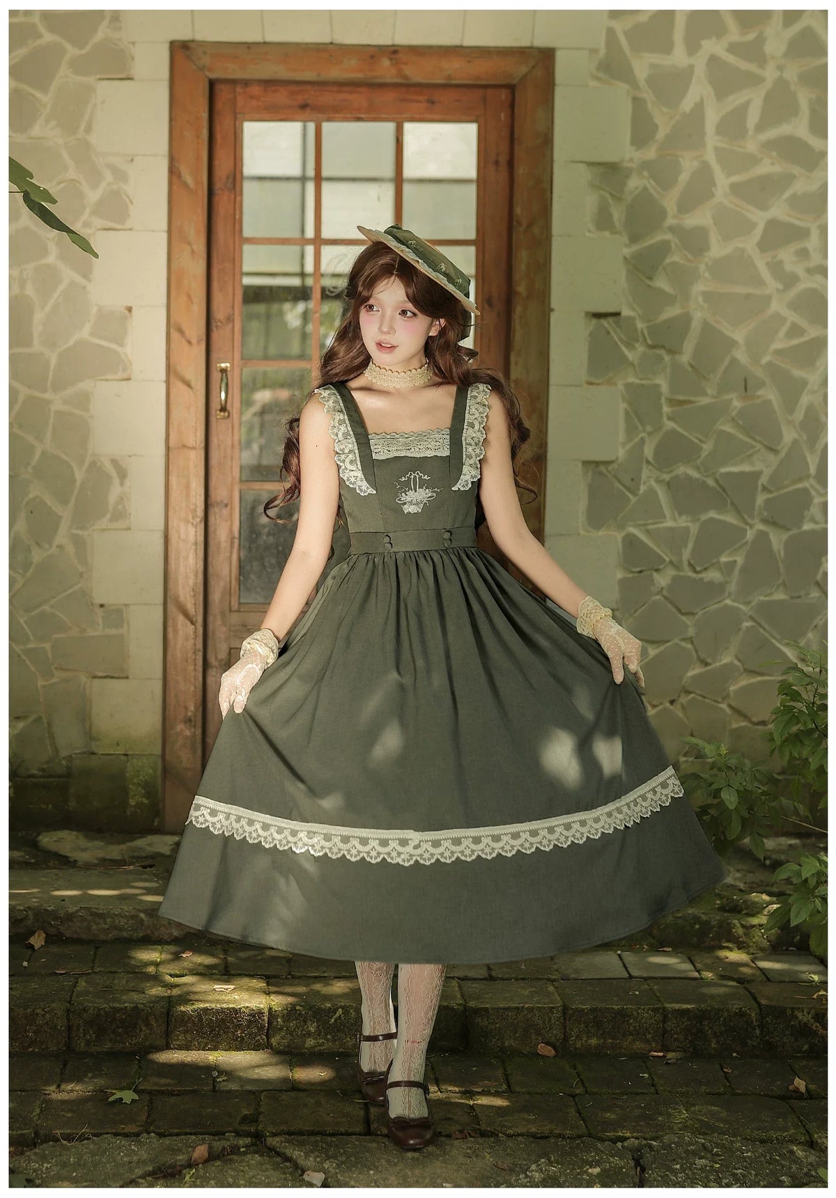 WithPUJI - Oak in the Wind - Classic Lolita JSK Dress with Rose Basket Embroidery - product detail 4