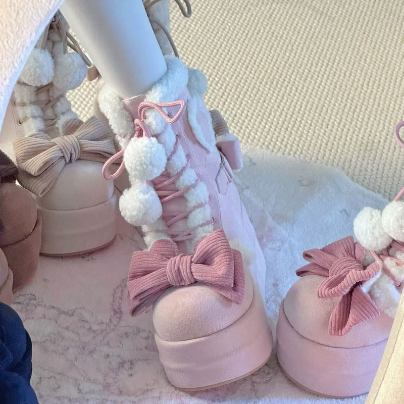 Rounded-Toe Fleece-Lined Platform Winter Boots — additional product view