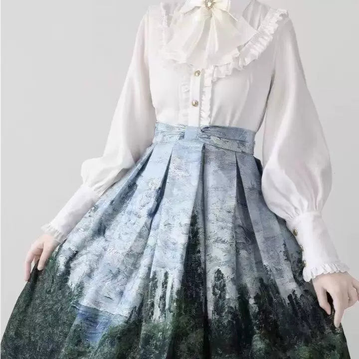 Sweetheart Dream Machine - Vintage Layering - Navy Blouse with a Ruffled Point Collar