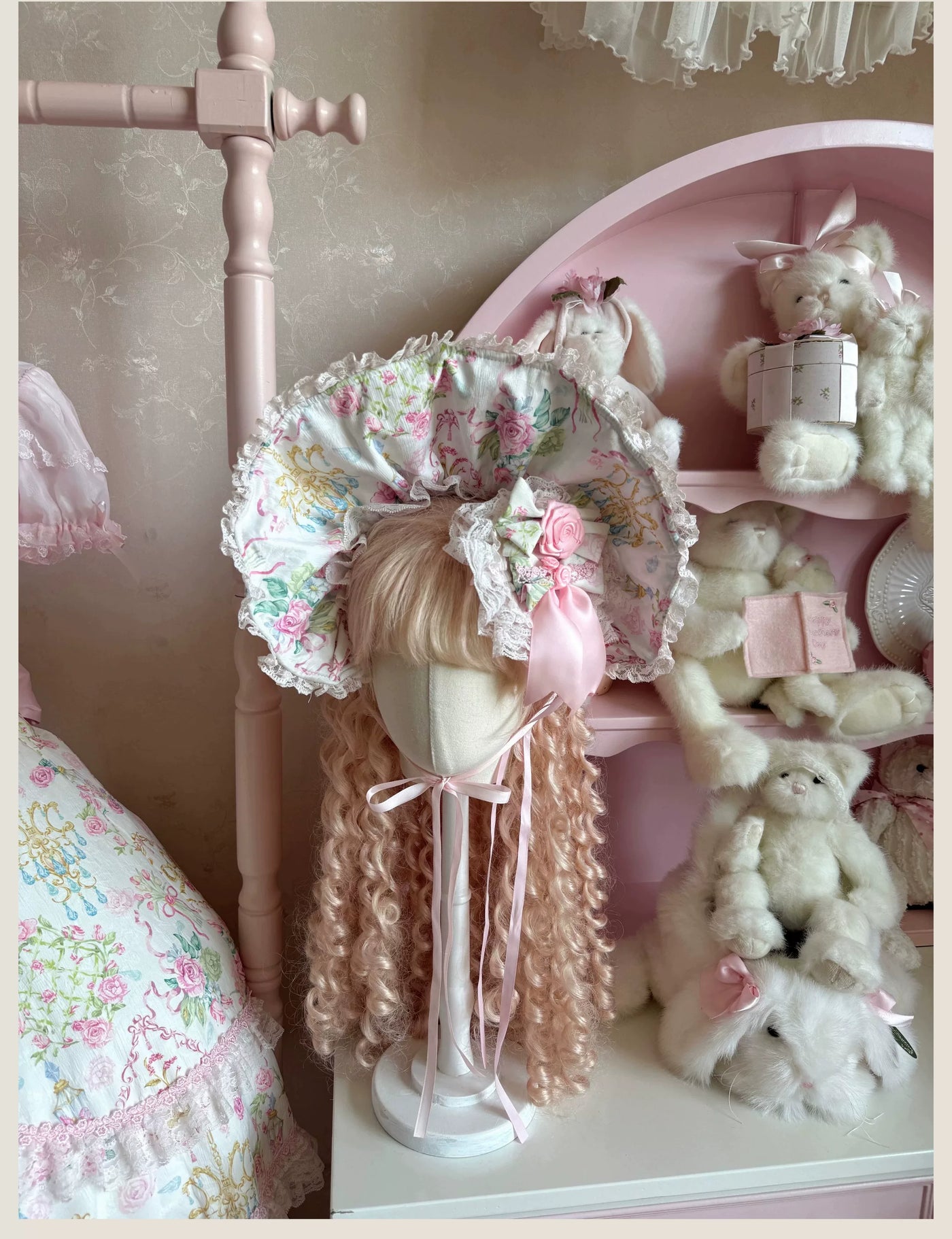Tata Long Ear - Spring 2025 Floral Wall - Floral Print JSK Dress with Layered Lace Ruffles