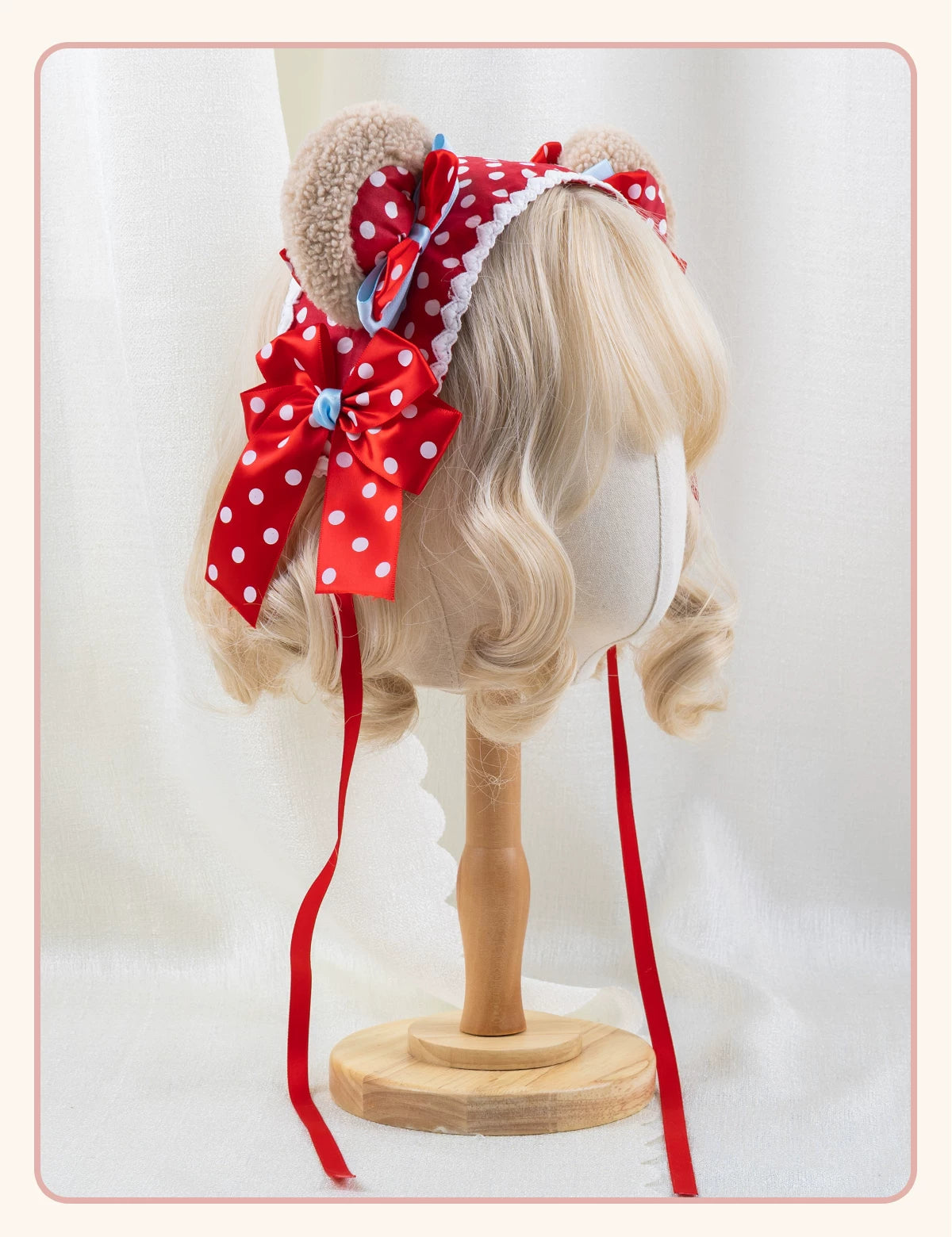 Stardust Rose - Strawberry Polka Dot - Six-Style Headwear Selection with Ice-Blue Ribbons
