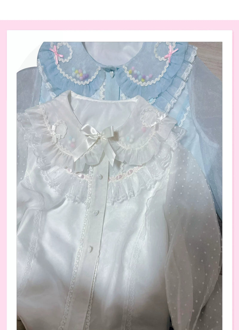 Galette Bunny - Jelly Pop - Short-Sleeve Blouse with lace ruffles