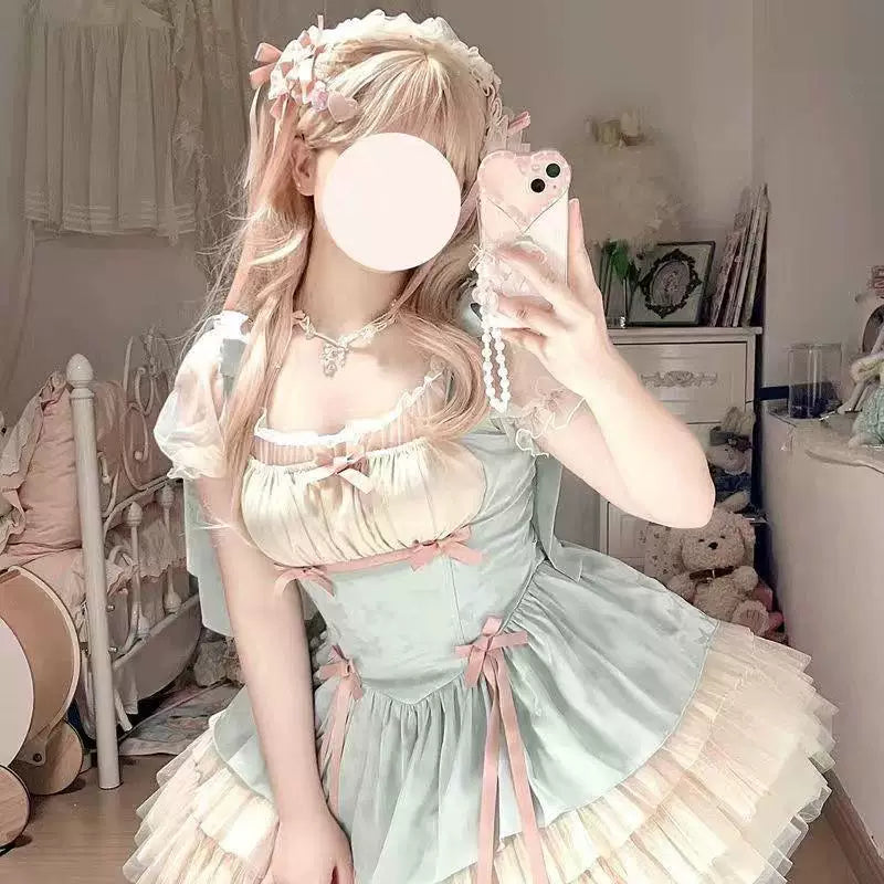 Sweetheart Dream Machine - Little Ribbon Ballet - Camisole jumper skirt (JSK) with layered ruffles