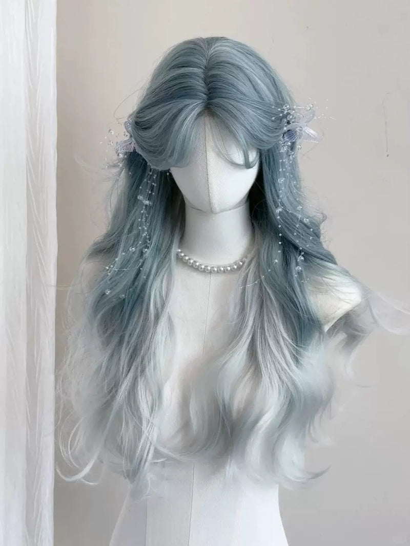 Kunkun Fish mint-blue gradient wavy wig - view 4