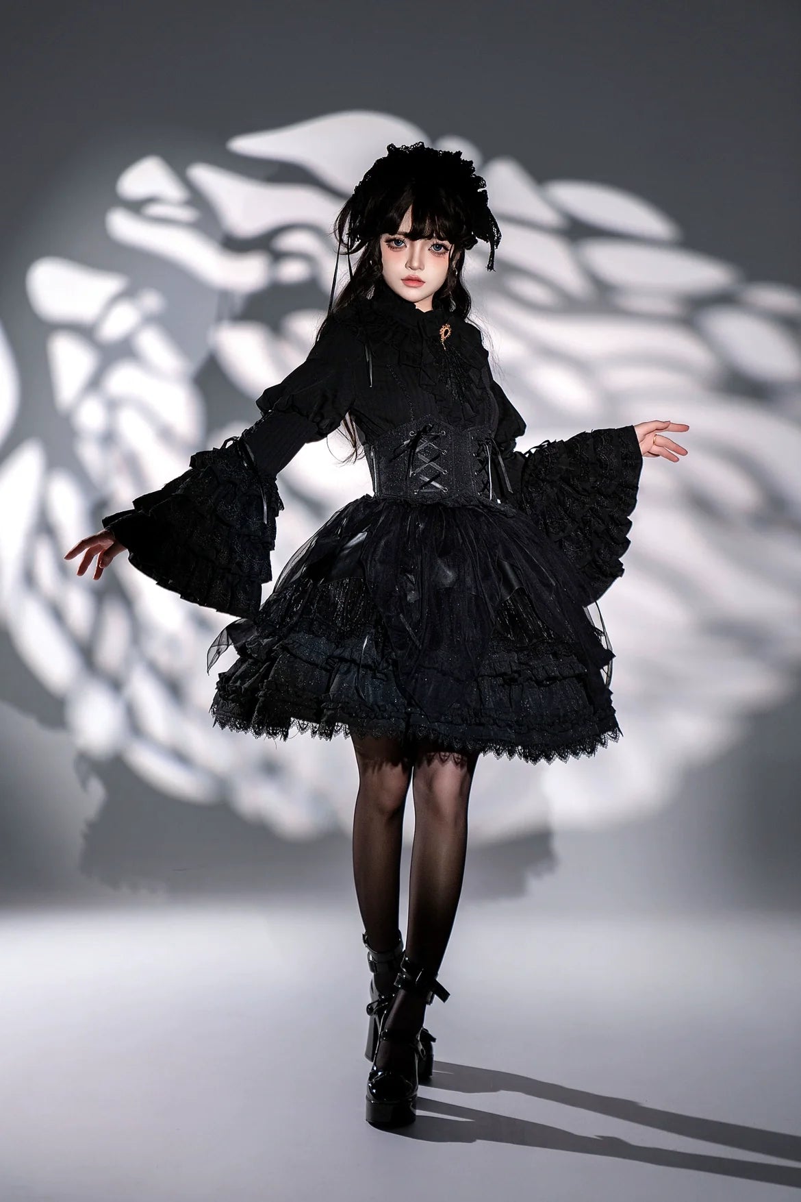 DMFS Lolita - Good and Evil Angel - Gothic Lolita SK Set, Retro Princess Sleeve Blouse