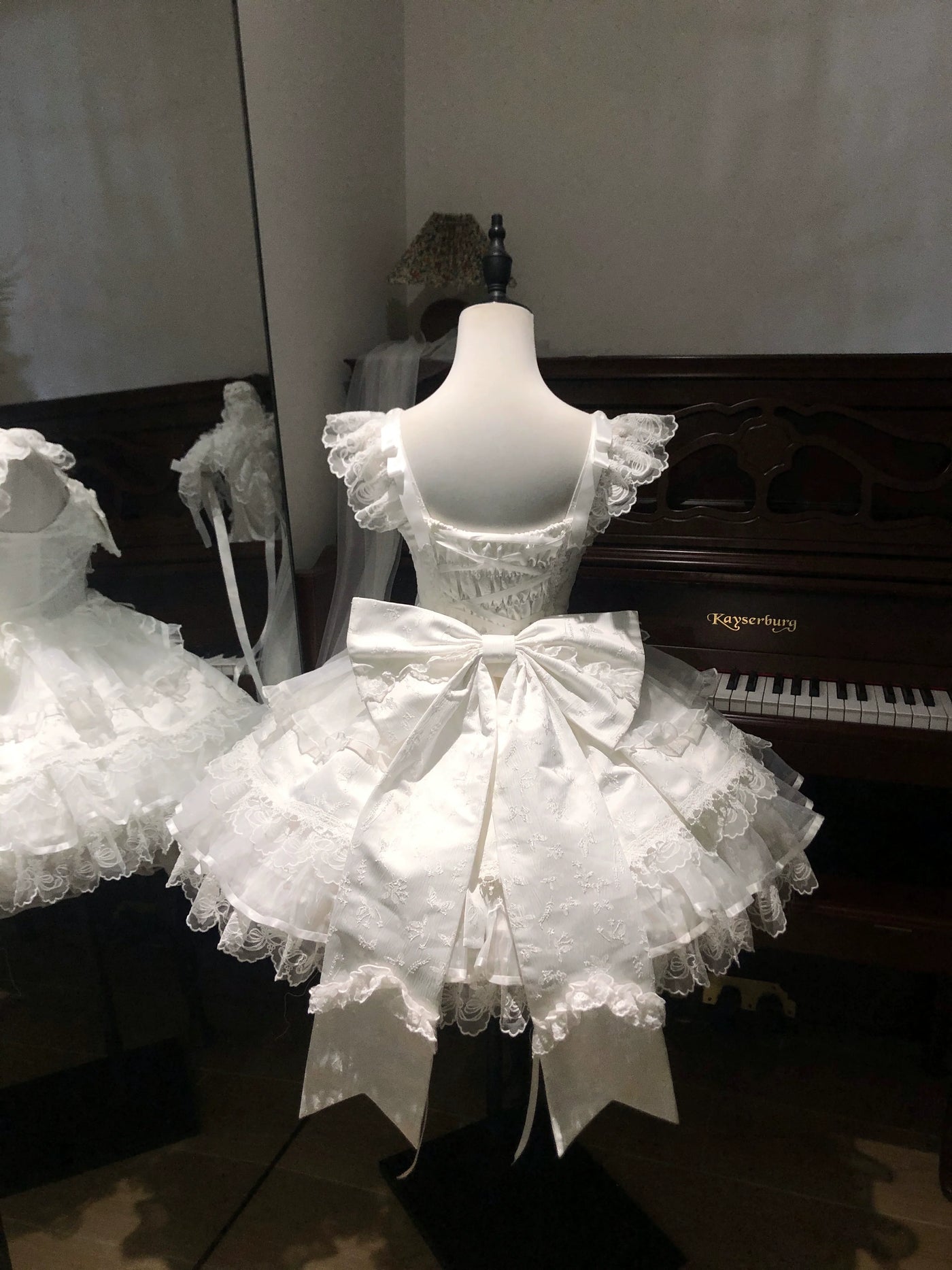 Fleeting Isle - Sweet Lolita Ballet Style Jumper Dress White JSK + Trailing S