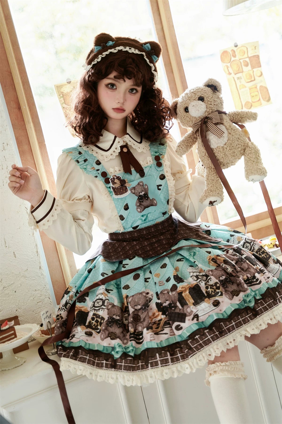 Pumpkin Planet - Mint Chocolate Bear Party - JSK with a teddy-bear print