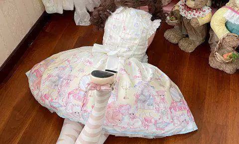 Sweetheart Dream Machine - Toy Room Print - Sleeveless OP Dress with Teddy-Bear Motifs