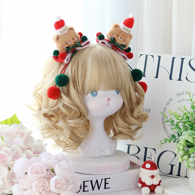 Christmas Light-Up Lolita Headwear & Accessory Options — Christmas Teddy Bear Hair Clip