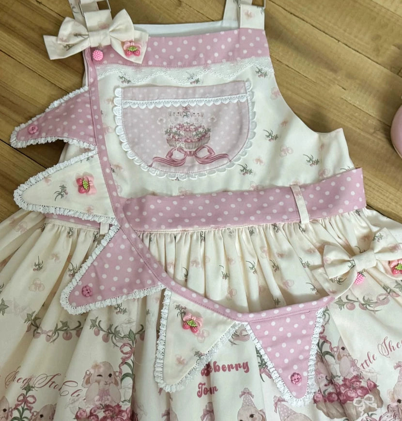 Pink Berry suspenders variant for the Blueberry Tart Party Lolita JSK