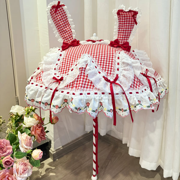 Independent Brand - Strawberry Bunny-Ear Bow Lolita Parasol - main product image