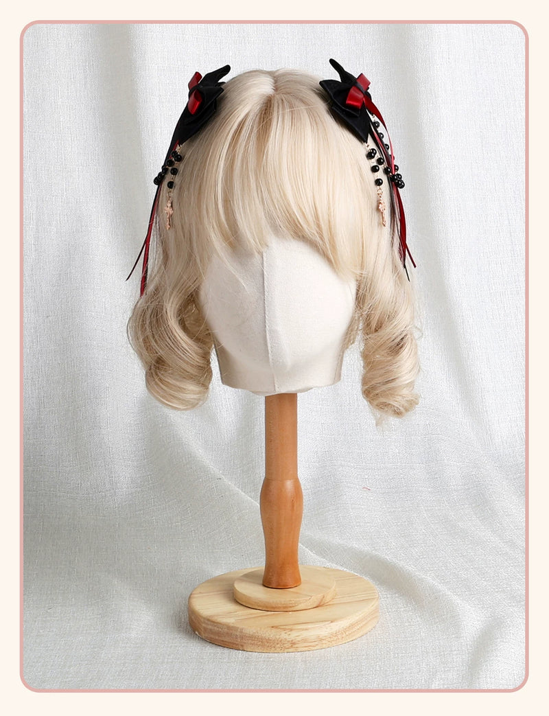 Stardust Rose - Rose Covenant - Lolita Accessories with Red Roses and Black Lace