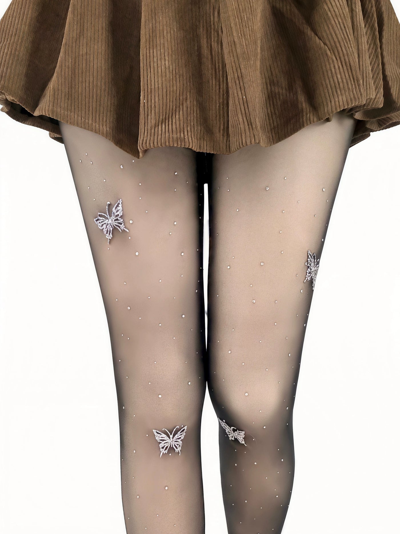 White Socks - Ballet Sparkle - Rhinestone Bow Tights