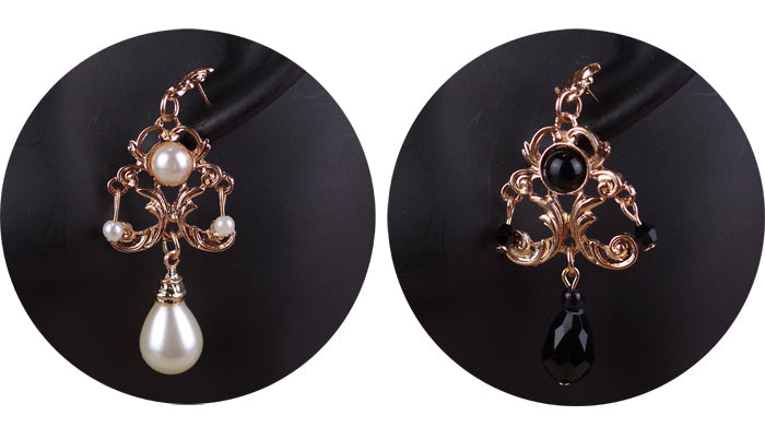 Rose of Sharon - French Lolita Baroque Vintage Pearl - Earrings Earrings