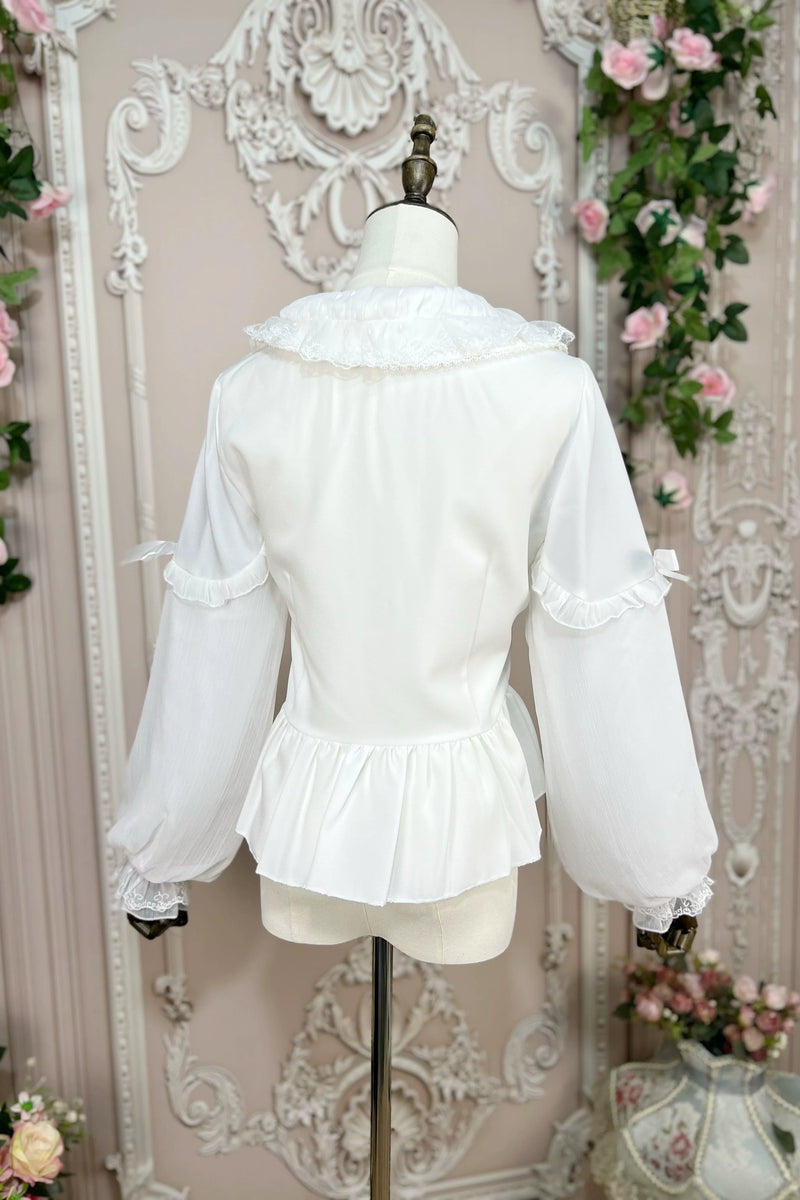 DMFS Lolita - Double-Layered Puff Sleeves - Sweet Lolita Blouse with a ruffled Peter Pan collar - product detail 5