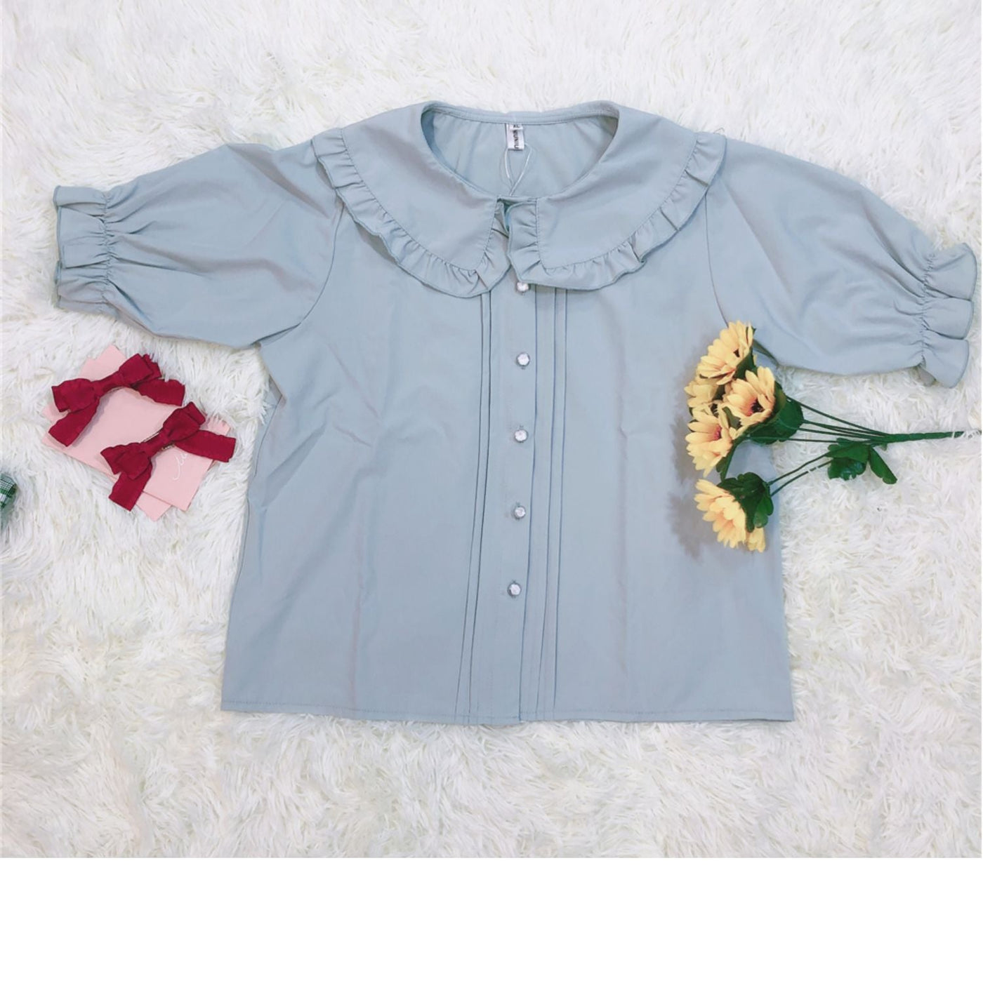 Niu Niu - Plus Size Lolita Blouse - Oversized Short Sleeve Shirt Innerwear