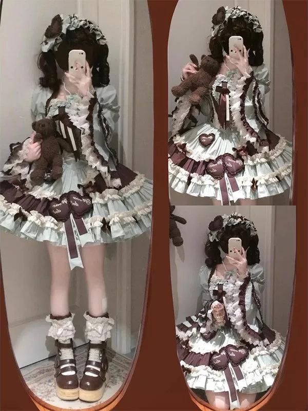 Creamy - Mint Chocolate - JSK dress set with a hime-sleeve vest